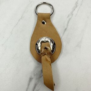 Soft Brown Leather Fringe Western Concho Boho Keychain Keyring